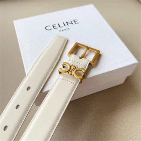 Ce**e teen triomphe belt 30mm calfskin gold tone buckle white