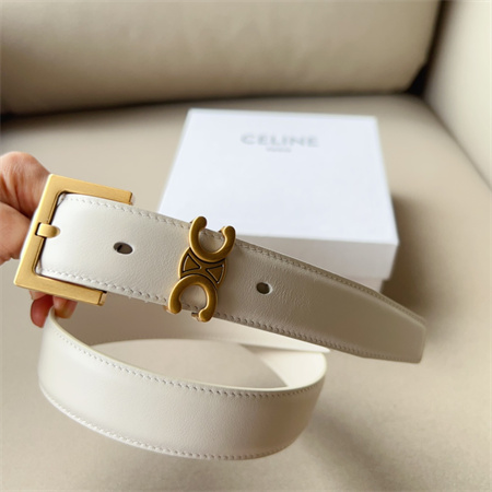 Ce**e teen triomphe belt 30mm calfskin gold tone buckle white