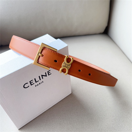 Ce**e teen triomphe belt 30mm calfskin gold tone buckle brown
