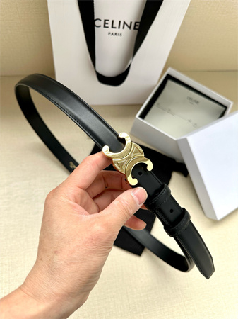 Ce**e teen triomphe belt 25mm calfskin gold tone buckle black