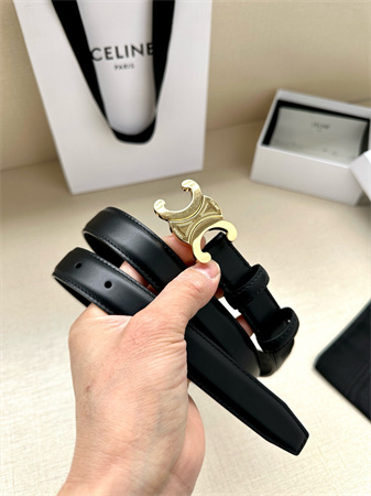 Ce**e teen triomphe belt 25mm calfskin gold tone buckle black