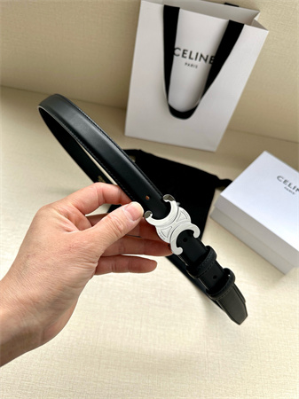 Ce**e teen triomphe belt 25mm calfskin silver tone buckle black