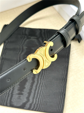 Ce**e teen triomphe belt 25mm calfskin shinny gold tone buckle black