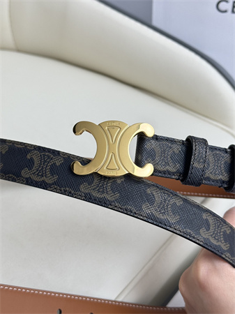 Ce**e triomphe belt 25mm in black triomphe canvas gold tone buckle