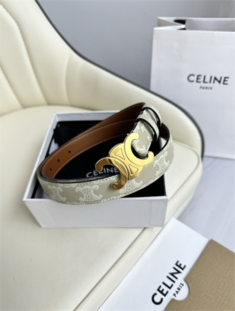 Ce**e triomphe belt 25mm in white triomphe canvas gold tone buckle