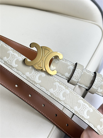 Ce**e triomphe belt 25mm in white triomphe canvas gold tone buckle