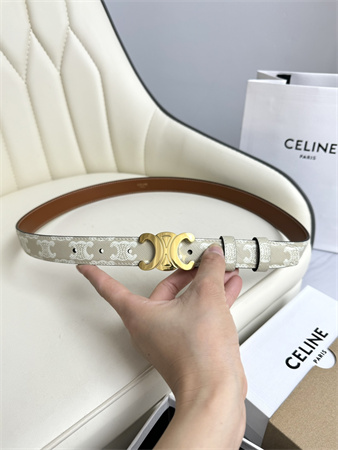 Ce**e triomphe belt 25mm in white triomphe canvas gold tone buckle