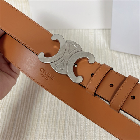 Ce**e triomphe belt 25mm in calfskin silver tone buckle brown