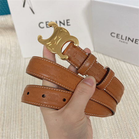 Ce**e triomphe belt 25mm in embossed calfskin gold tone buckle brown