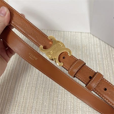 Ce**e triomphe belt 25mm in embossed calfskin gold tone buckle brown