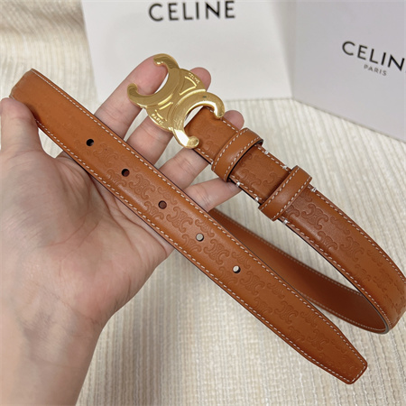 Ce**e triomphe belt 25mm in embossed calfskin gold tone buckle brown