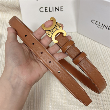 Ce**e triomphe belt 25mm in embossed calfskin aged gold tone buckle brown