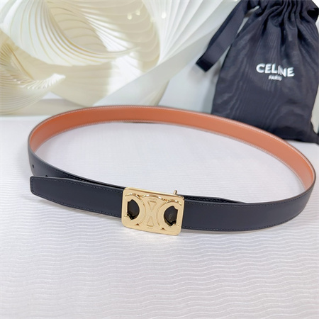 Ce**e medium reversible framed triomphe belt 25mm calfskin gold tone buckle black/brown