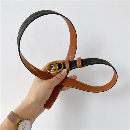 Ce**e triomphe belt 25mm in triomphe canvas gold tone buckle black/brown