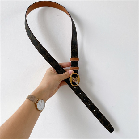 Ce**e triomphe belt 25mm in triomphe canvas gold tone buckle black/brown