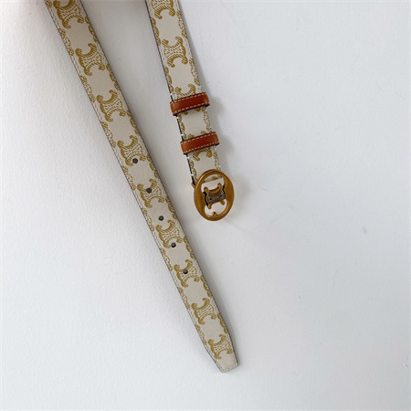 Ce**e triomphe belt 25mm in triomphe canvas gold tone buckle white/brown