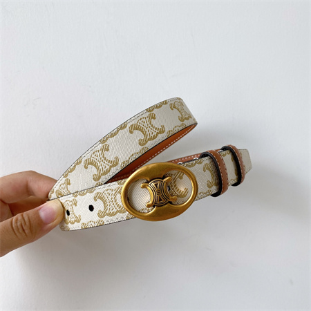 Ce**e triomphe belt 25mm in triomphe canvas gold tone buckle white/brown
