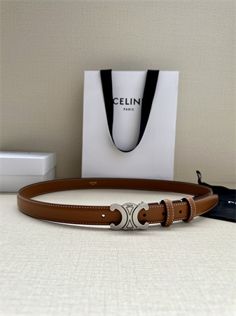 Ce**e triomphe belt 25mm in calfskin aged silver tone buckle brown