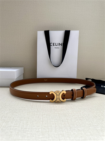 Ce**e triomphe belt 25mm in calfskin aged gold tone buckle brown