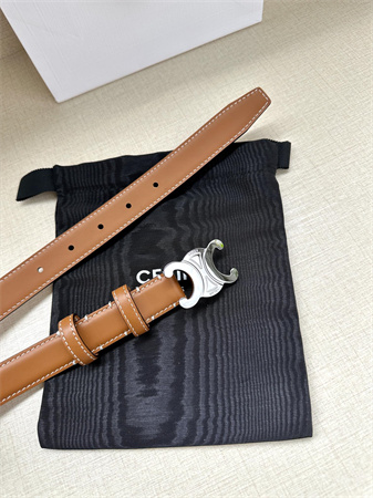 Ce**e triomphe belt 25mm in calfskin silver tone buckle brown