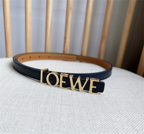L0ew* belt in smooth calfskin 15mm gold hardware blue/brown