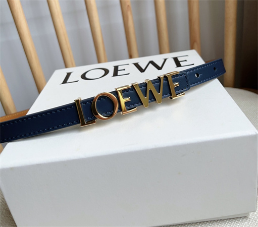 L0ew* belt in smooth calfskin 15mm gold hardware blue/brown