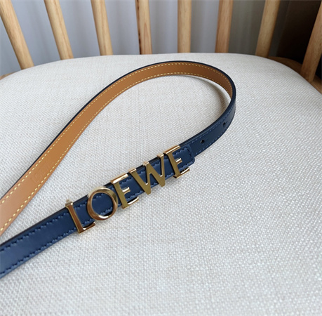 L0ew* belt in smooth calfskin 15mm gold hardware blue/brown