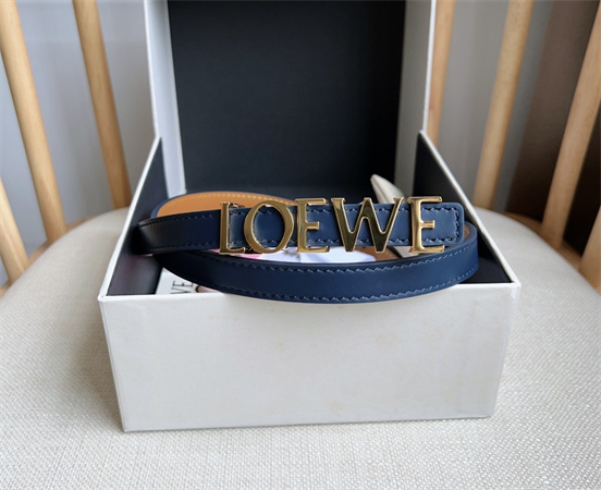 L0ew* belt in smooth calfskin 15mm gold hardware blue/brown