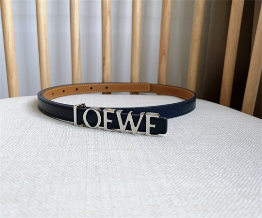 L0ew* belt in smooth calfskin 15mm silver hardware blue/brown