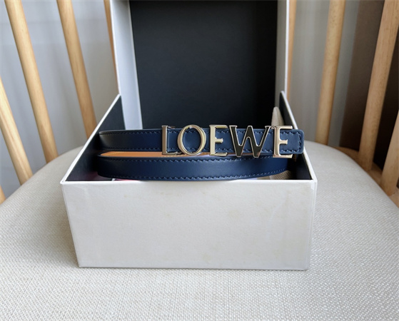 L0ew* belt in smooth calfskin 15mm silver hardware blue/brown