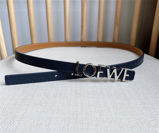 L0ew* belt in smooth calfskin 15mm silver hardware blue/brown