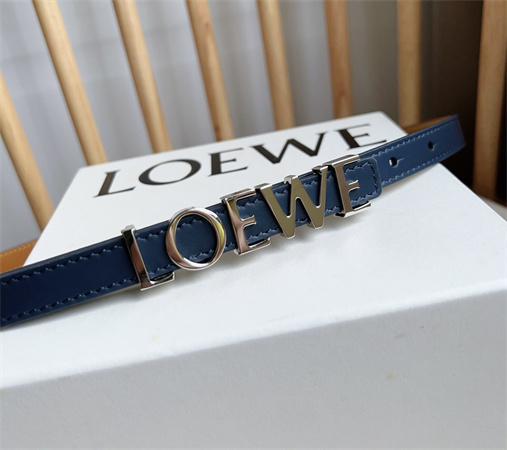 L0ew* belt in smooth calfskin 15mm silver hardware blue/brown