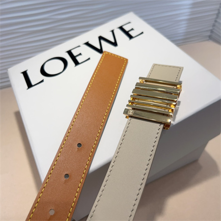 L0ew* belt in calfskin 28mm gold hardware cream/brown