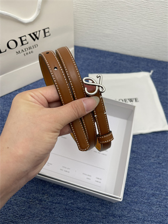 L0ew* belt in calfskin 15mm silver hardware brown