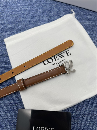L0ew* belt in calfskin 15mm silver hardware brown