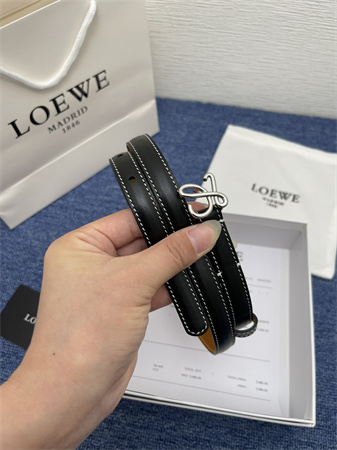L0ew* belt in calfskin 15mm silver hardware black/brown