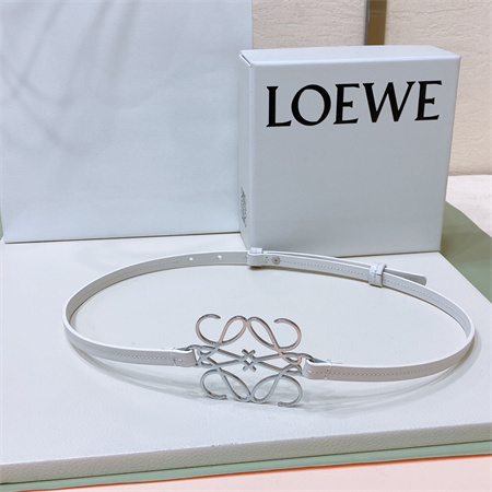 L0ew* belt in calfskin 10mm silver hardware white