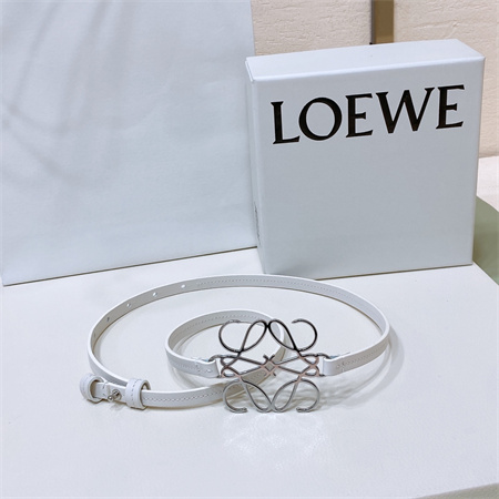 L0ew* belt in calfskin 10mm silver hardware white