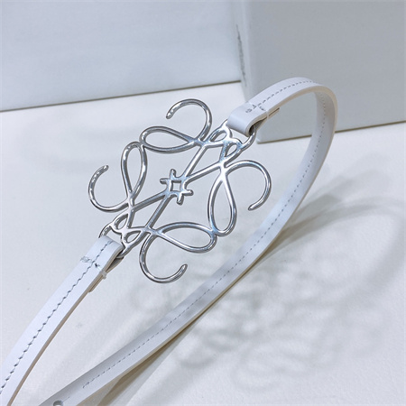 L0ew* belt in calfskin 10mm silver hardware white