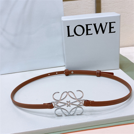 L0ew* belt in calfskin 10mm silver hardware brown