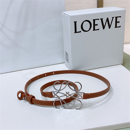 L0ew* belt in calfskin 10mm silver hardware brown