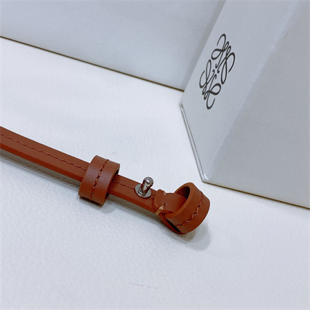 L0ew* belt in calfskin 10mm silver hardware brown