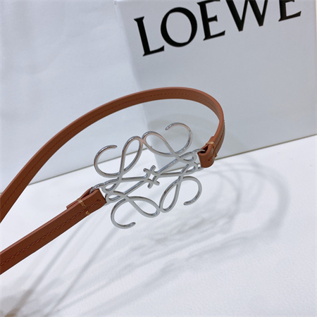 L0ew* belt in calfskin 10mm silver hardware brown