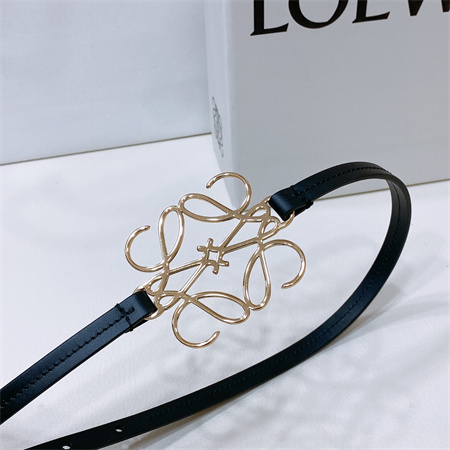 L0ew* belt in calfskin 10mm gold hardware black