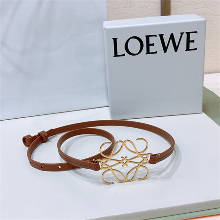 L0ew* belt in calfskin 10mm gold hardware brown