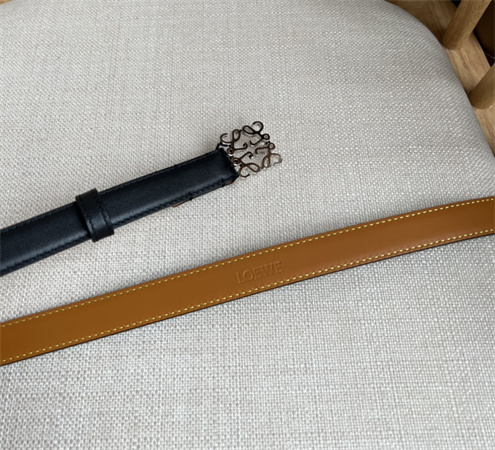 L0ew* belt in smooth calfskin 20mm  silver hardware black/brown