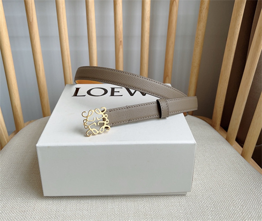 L0ew* belt in grained calfskin 20mm gold hardware grey/brown