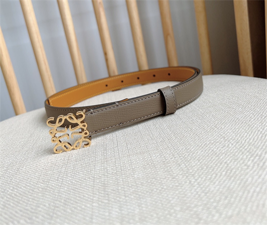 L0ew* belt in grained calfskin 20mm gold hardware grey/brown