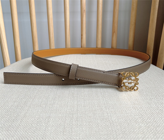 L0ew* belt in grained calfskin 20mm gold hardware grey/brown