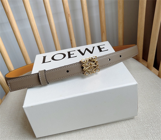 L0ew* belt in grained calfskin 20mm gold hardware grey/brown